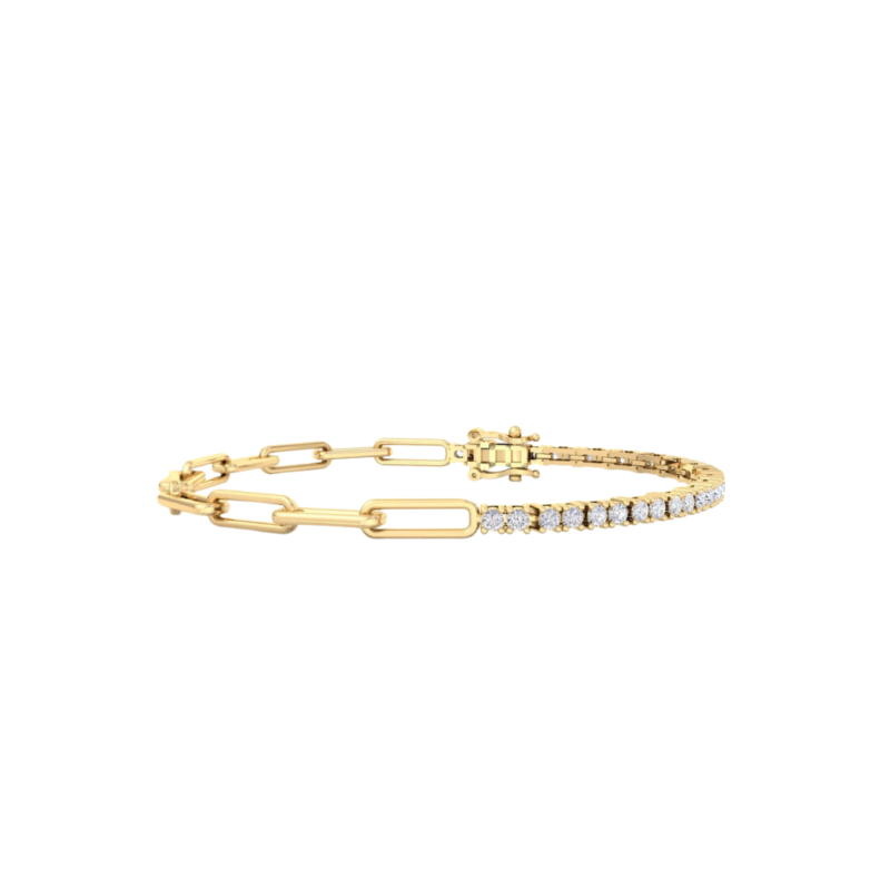 Gold Paperclip and Diamond Tennis Bracelet