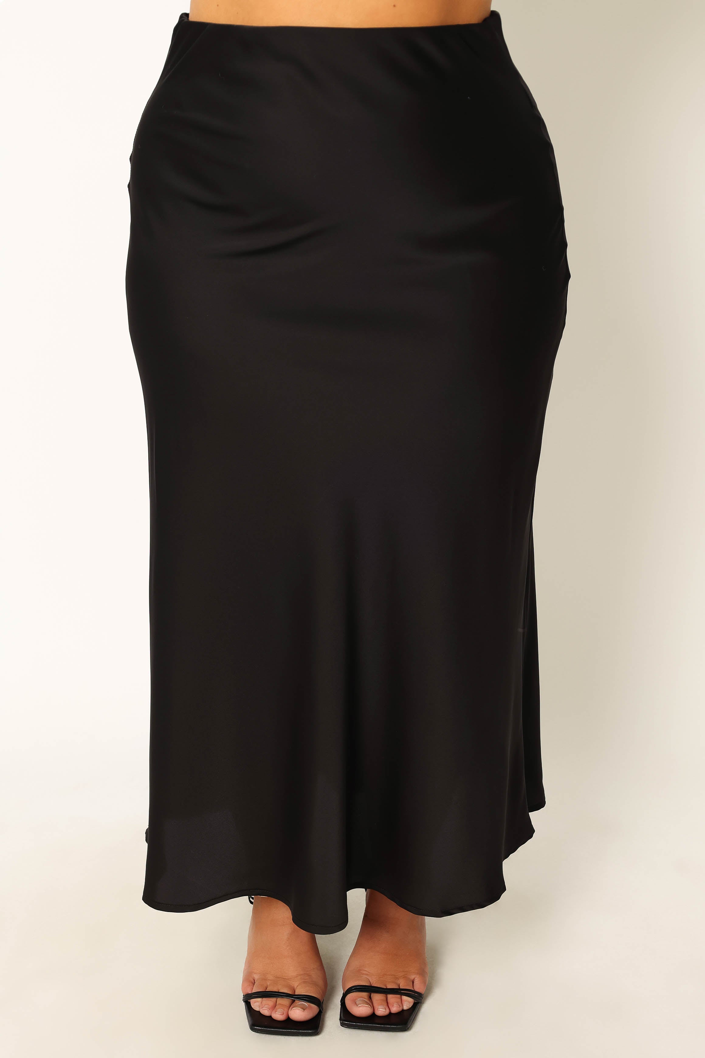 Nellie Satin Midi Skirt - Black - 图片 2