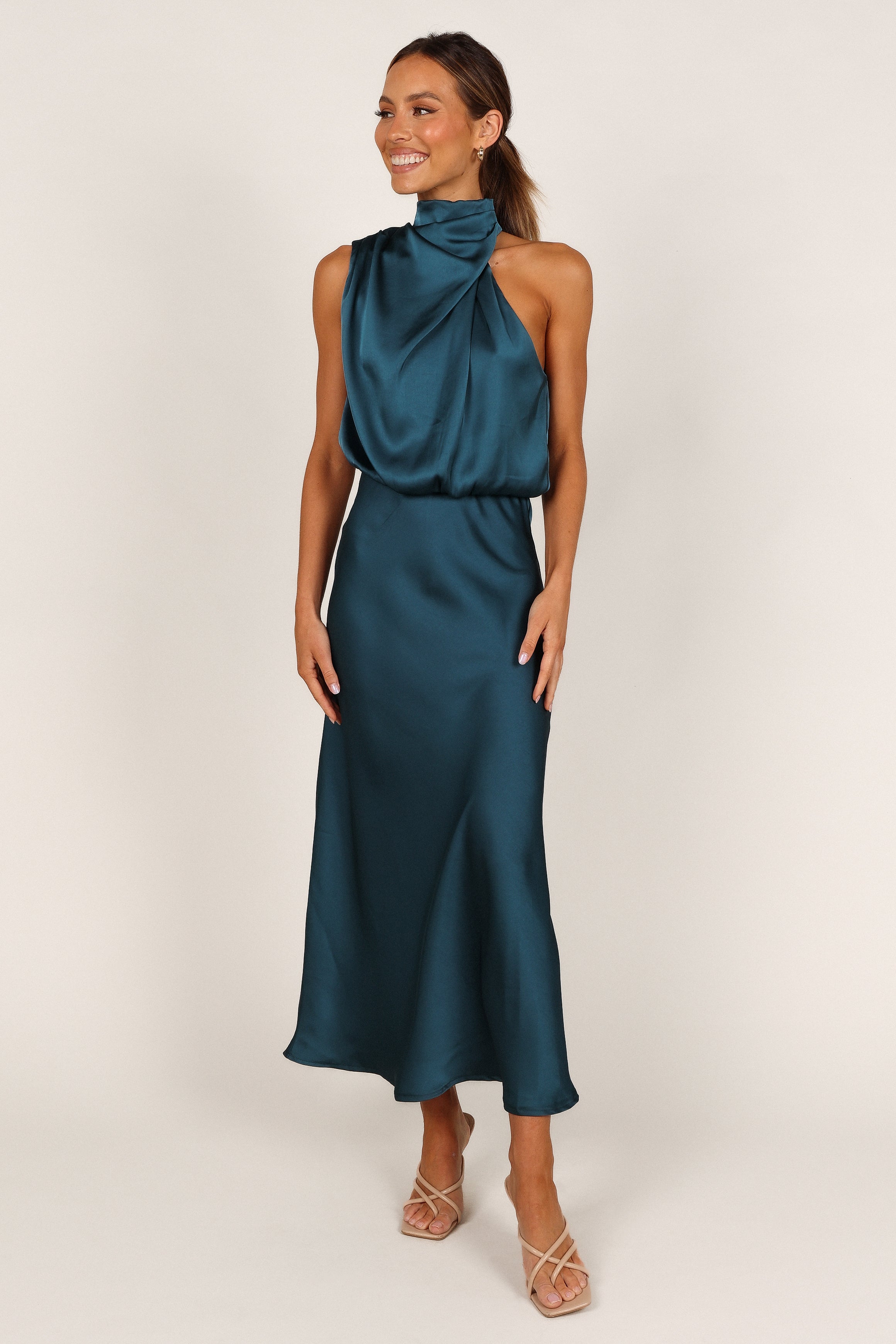 Anabelle Halter Neck Midi Dress - Teal - Image 4