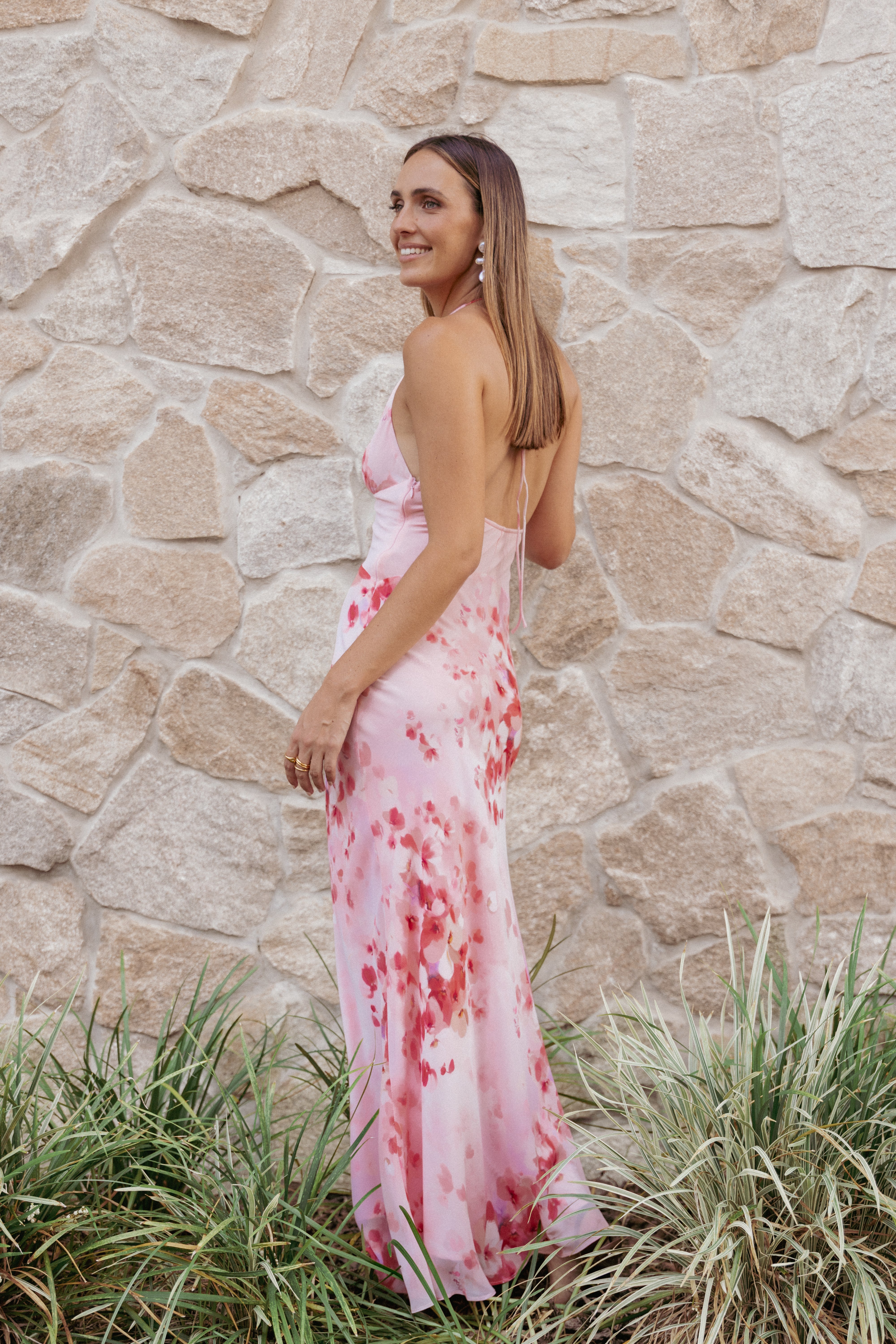 Gwyneth Halterneck Maxi Dress - Pink Floral - Image 7