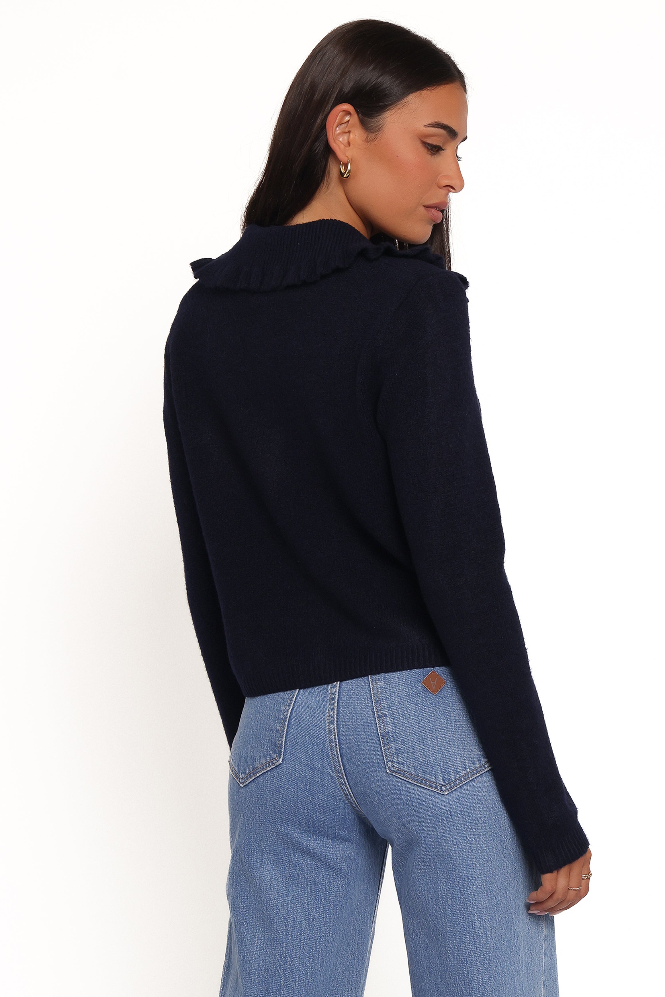 Carmello Frill Collar Cardigan - Navy - Image 4