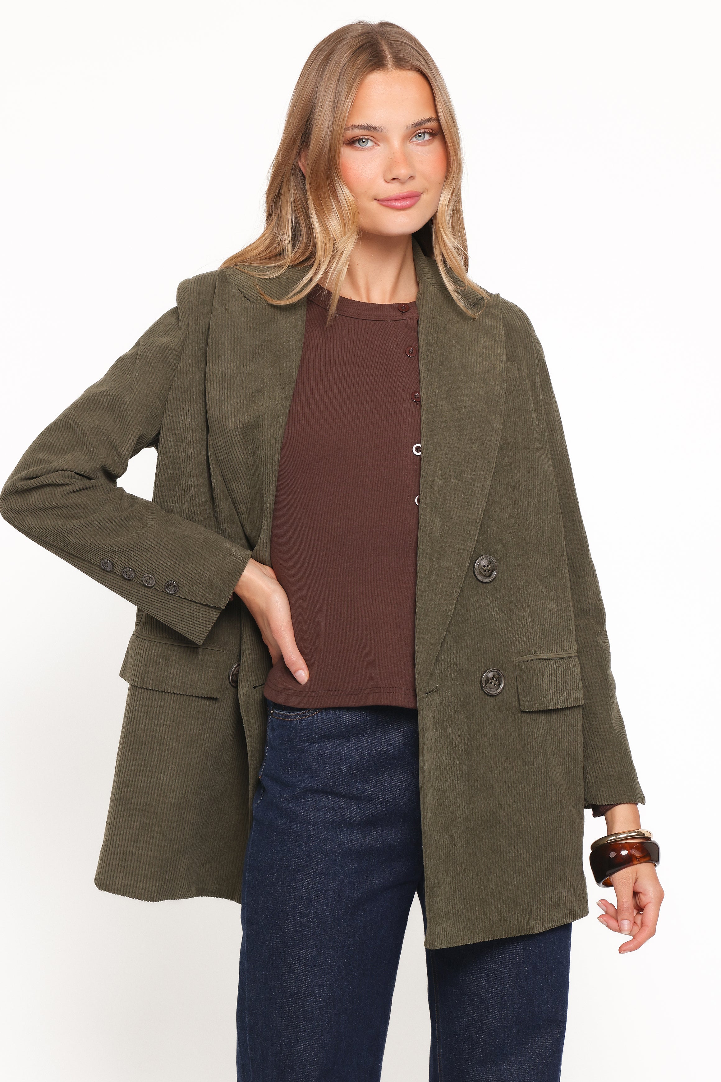 Madi Corduroy Blazer - Olive - 图片 5